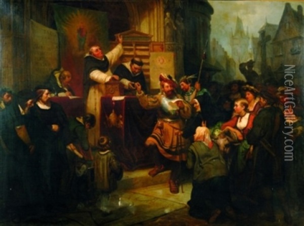 Martin Luther And The Indulgences Oil Painting - Carl Schlesinger