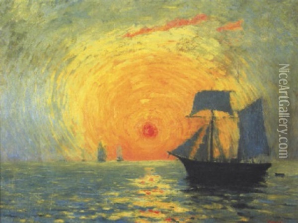 Le Soleil Rouge Oil Painting - Maxime Maufra