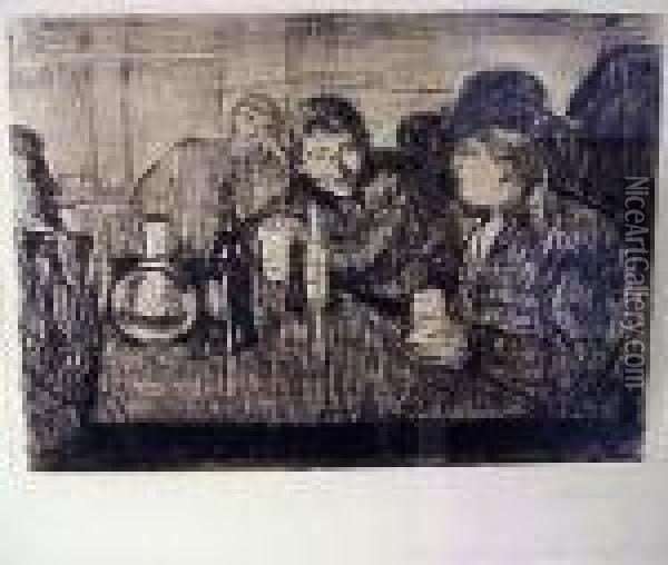 Christiania Boheme I (s.10;w.9) Oil Painting - Edvard Munch