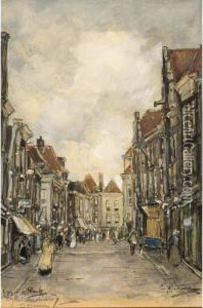 A View Of The Gasthuisstraat, Gorichem Oil Painting - Herman Heuff