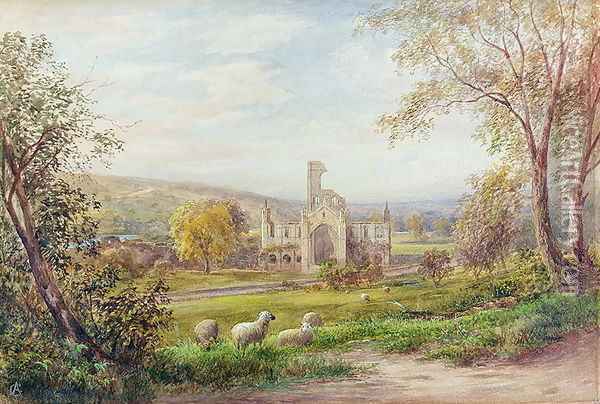 Kirkstall Abbey, Leeds Oil Painting - George Alexander
