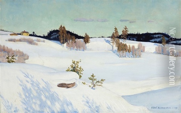 Winter Landscape From Karelia Oil Painting - Vaeinoe Alfred Blomstedt