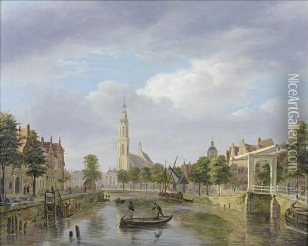 A Cappricio Town View Oil Painting - Bartholomeus J. Van Hove