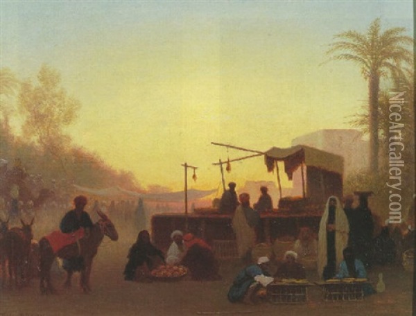 An Arab Market, Cairo Oil Painting - Charles Theodore (Frere Bey) Frere