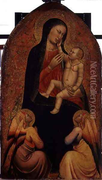 Virgin and Child with Two Angels Oil Painting - Jacopo di Cione