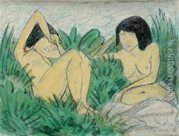 Zwei Madchen Oil Painting - Otto Mueller