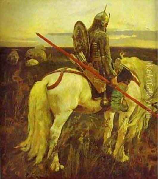 A Knight At The Crossroads Detail 1882 Oil Painting - Viktor Vasnetsov