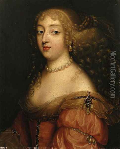 Portrait of a Lady, said to be Laura Mancini, Duchesse de Mrceur Oil Painting - Louis Ferdinand (the Elder) Elle