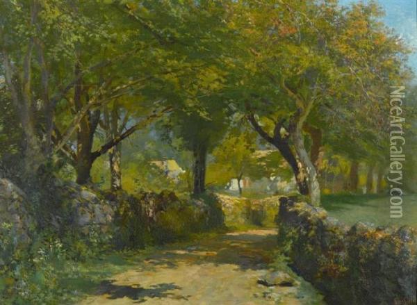 Paysage Avec Chemin Boise Oil Painting - Francois Adolphe Grison