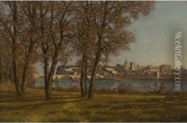 Chateau Des Papes A Avignon Oil Painting - Henri-Joseph Harpignies