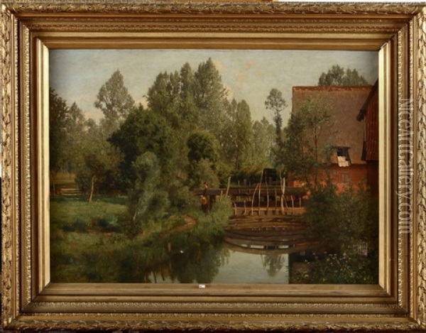 Jeune Fille Au Petit Pont Oil Painting - Hendrick van der Hecht