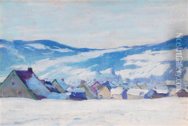 Village Of Baie St. Paul Oil Painting - Clarence Alphonse Gagnon