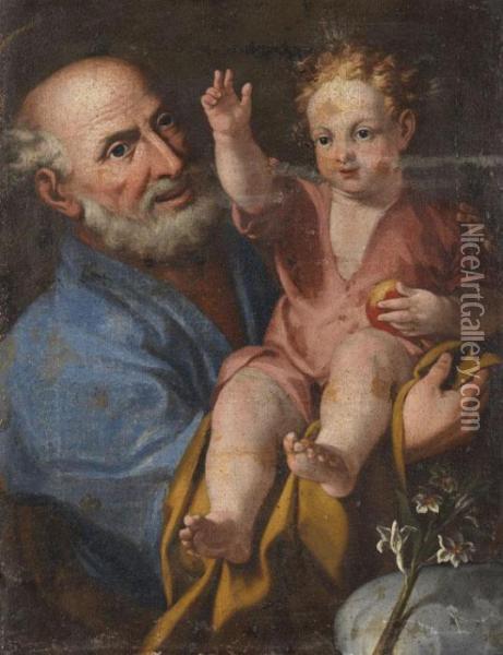 Heiliger Josef Mit Dem Segnendem Jesusknaben Oil Painting - Gaspare Traversi