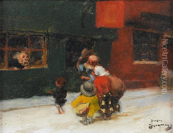 Figures On A Street Oil Painting - Andre Devambez