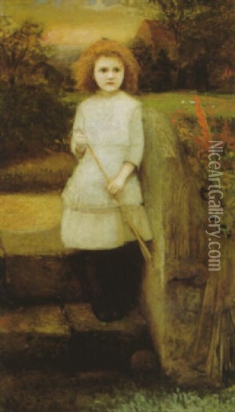 Portrait Of A Girl Holding An Arrow Oil Painting - George Williams Joy