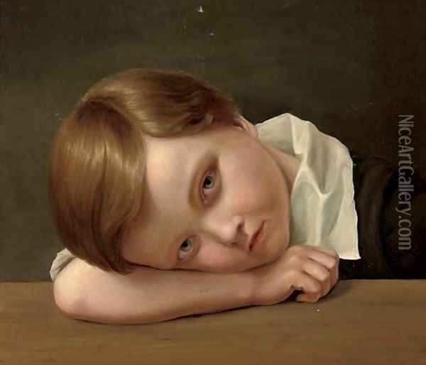 Portrait of a young boy Oil Painting - French School