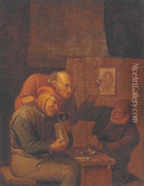 Peasants Drinking And Merry Making In A Tavern Oil Painting - David Ryckaert III