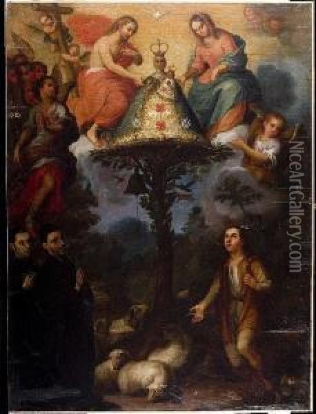 O Mexicano. Aparicion De La 
Virgen De Ocotlan. Firmado Y Fechado 1743. Oleo Sobre Lienzo. 102 X 76 
Cm Oil Painting - Miguel Cabrera
