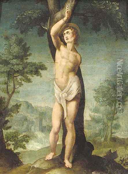 Saint Sebastian Oil Painting - Useppe (d'Arpino) Cesari (Cavaliere)