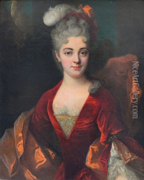Portrait De Jeune Femme En Buste Oil Painting - Nicolas de Largilliere