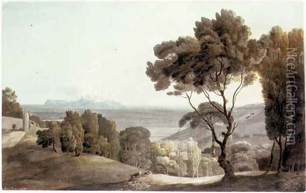 Italian Landscape, View of Capri, 1784 Oil Painting - Francis Towne
