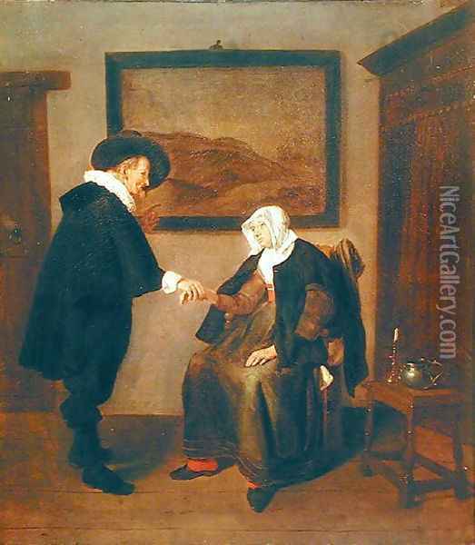The Consultation c.1655 Oil Painting - Quiringh Gerritsz. van Brekelenkam