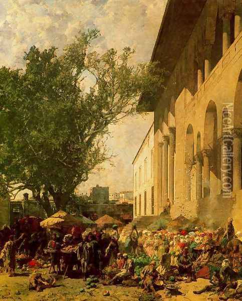 Market at Constantinople Oil Painting - Alberto Pasini