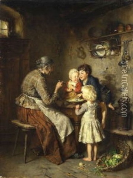 Die Mittagssuppe Oil Painting - Heinrich Hirt