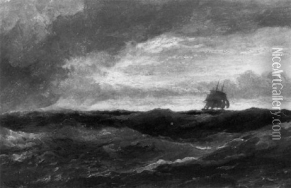 Segelschiff Auf Sturmischer See Oil Painting - Pieter Cornelis Dommershuijzen
