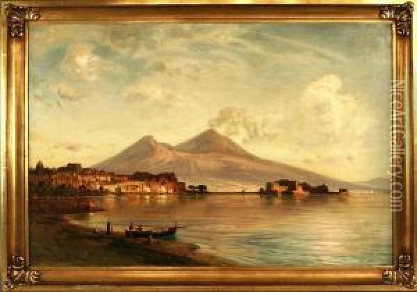 Ansicht Des Vesuv Mit Blick Auf Den Golf Von Neapel Oil Painting - Ernst Carl Eugen Koerner