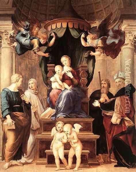 Madonna del Baldacchino Oil Painting - Raffaelo Sanzio