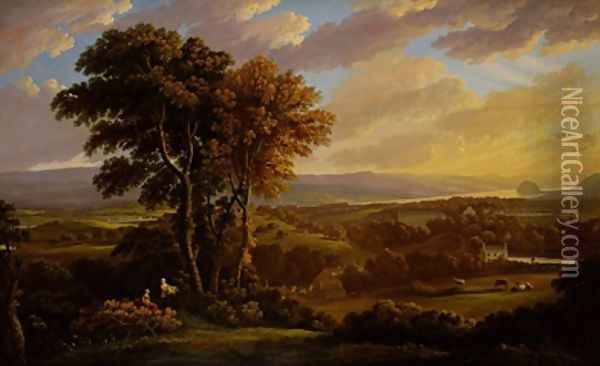 View of the Clyde from Faifley and Duntocher looking South West towards Dunbarton Rock Oil Painting - John Knox