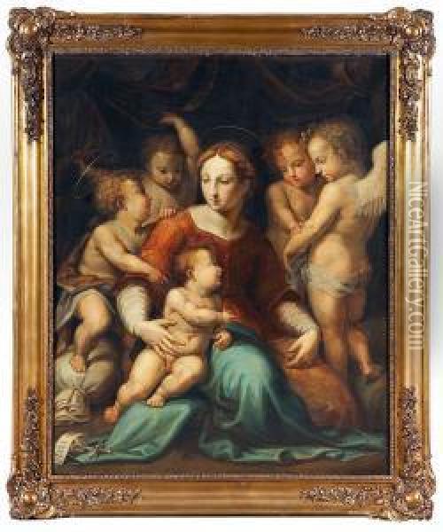 Madonna Mit Drei Engeln Oil Painting - Andrea Del Sarto