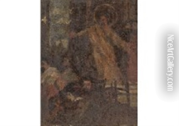 Sermon De Christ Oil Painting - Tsunetomo Morita