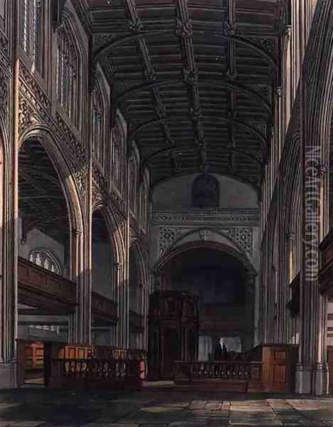 Interior of St. Marys Church, Cambridge, from The History of Cambridge, engraved by Joseph Constantine Stadler (fl.1780-1812), pub. by R. Ackermann, 1815 Oil Painting - William Westall