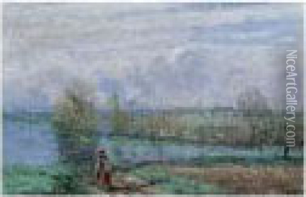 L'inondation Ou Jeune Femme Dans Un Paysage Oil Painting - Jean-Baptiste-Camille Corot