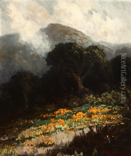 California Landscape With Poppies Oil Painting - Ralph Davison Miller