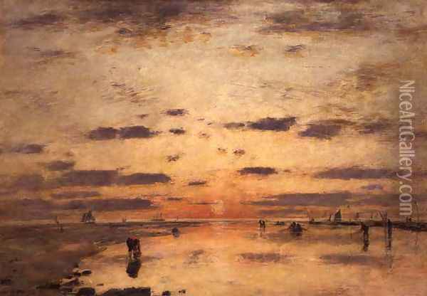 Low Tide and Sunset 1885 Oil Painting - Eugene Boudin