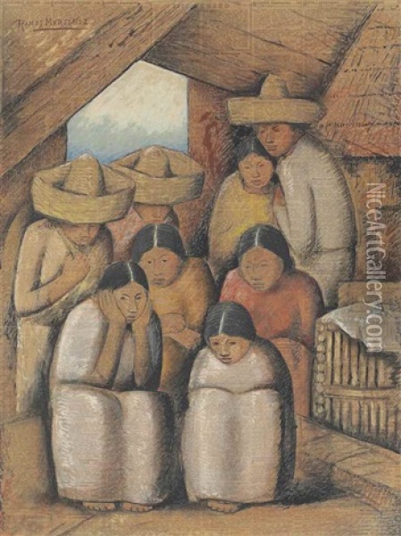 La Familia Oil Painting - Alfredo Ramos Martinez