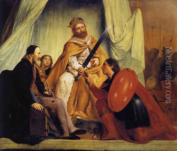 The Conferring of the Sword on the Coat-of-Arms of Haarlem 1630 Oil Painting - Pieter de Grebber