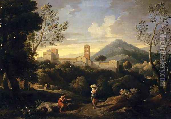 Classical Landscape with Figures Oil Painting - Pieter van Bloemen