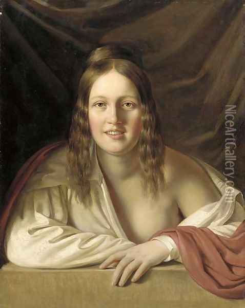 Portrait of a lady Oil Painting - Anton Einsle