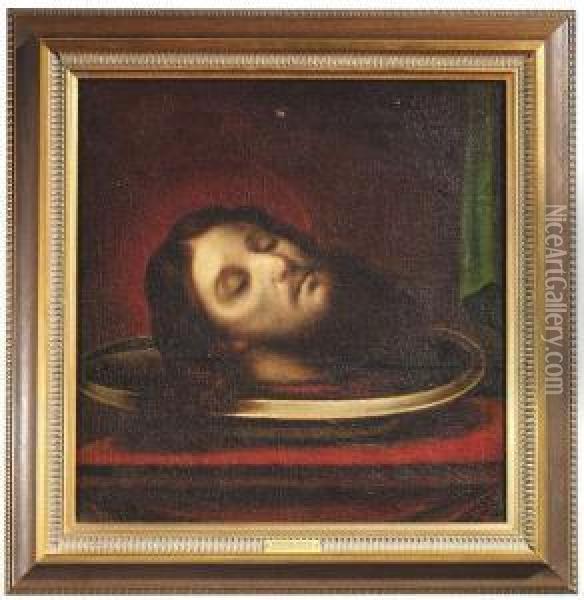 The Head Of St John The Baptist. Oil/canvas Oil Painting - Lorenzo Lippi