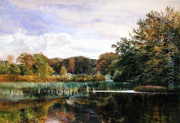 The Mill Pond, Evelyn Woods, 1860 Oil Painting - George Vicat Cole