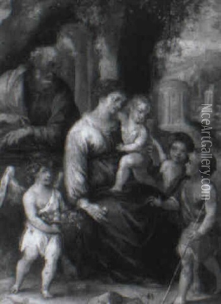 The Virgin And Child With The Infant Saint John The Baptist Oil Painting - Hans Rottenhammer the Elder