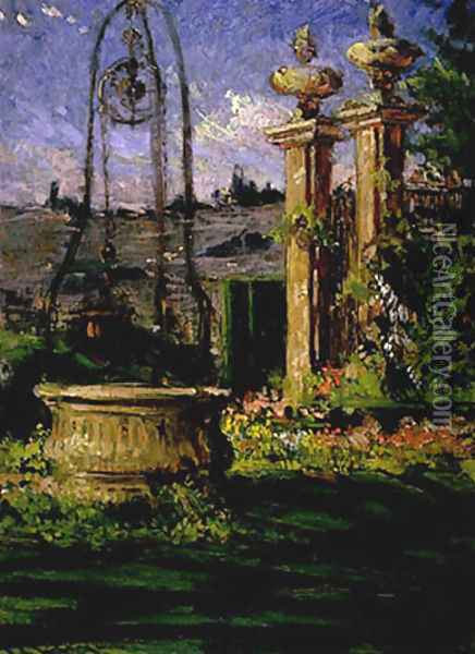 In the Gardens of the Villa Palmieri Oil Painting - James Carroll Beckwith