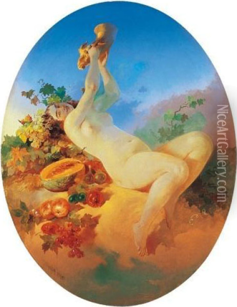 Bacchante Oil Painting - Mihaly von Zichy