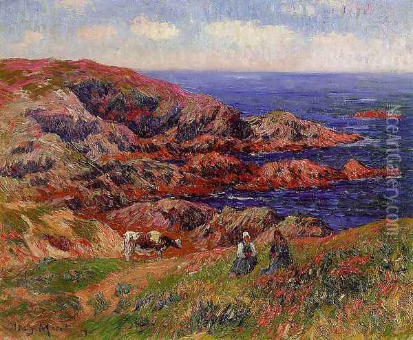Cliffs at Kerserol, Finistere Oil Painting - Henri Moret