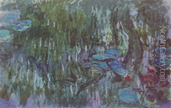 Nympheas, Reflets De Saule Oil Painting - Claude Monet