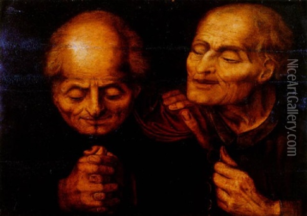 Les Deux Hypocrites Oil Painting - Quentin Massys the Elder